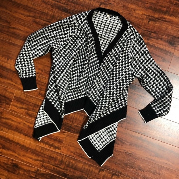 Vintage HiLo Black White Open Front Sweater Jacket - Picture 5 of 11